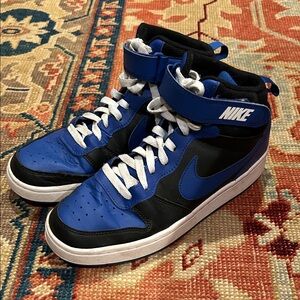 Nike Black and Blue High-Top Sneakers